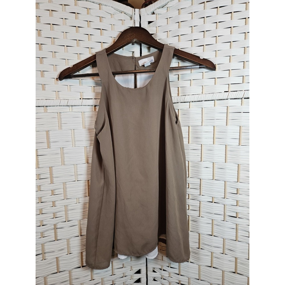 14th & Union Womens XS Taupe Sleeveless Blouse Classic